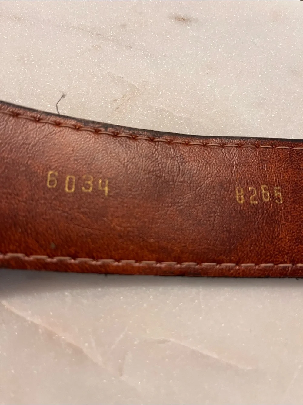 Vintage Brown Leather Belt with Unique Antiqued Brass Buckle size M